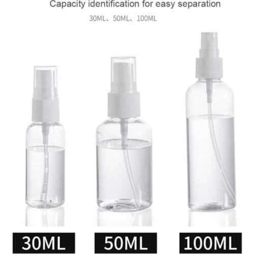 3 Types 30ml/50ml/100ml Transparent Plastic Spray Bottle Durable Refillable Empty Mist Pump Perfume Atomizer