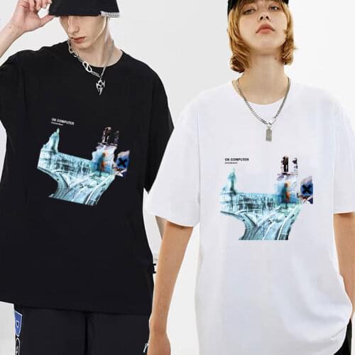 Radiohead Ok Computer Tshirt Cd Lp Vinyl Poster In Rainbows Thom Yorke Kid A Fashion Printed High Quality New Harajuku T-shirt