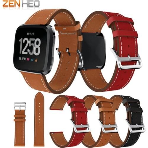 ZENHEO Watch Band For Fitbit Versa Leather Strap Watch Straps Watchbands Wristband Sports Leather Watch Straps Leather Bracelet