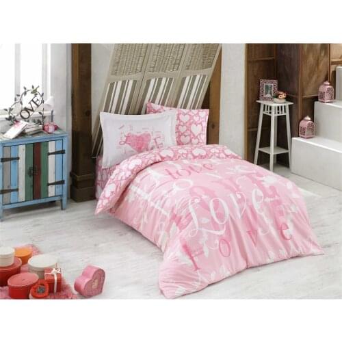Love Single Double Quilt Cover Set Pink