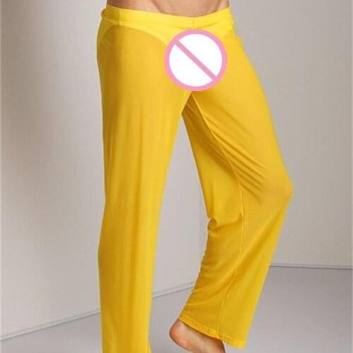Sexy Men Sheer Beach Pants See Through Mesh Long Johns Pants Beach Wear Erotic Underwear Night Club Gay Fetish Leggings Costume