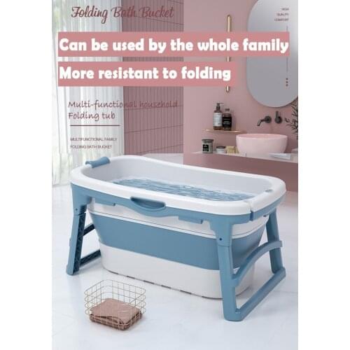 Folding Bath Bucket Large Adult Tub Baby Swimming Pool Insulation with Temperature-sensitive Water Plug Adult Sit Thickening Tub