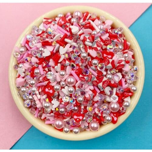 100g Mixed Drink Can Heart Slice Polymer Hot Clay Sprinkles Crystal Pearls Slime Filling Material DIY Nail Art Decoration