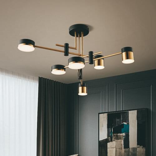 LED Chandelier Lighting Modern Living Room Kitchen Decoration Indoor Metal Light Fixtures 4/6/8 Heads 3 Color Dimmable