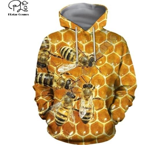 PLstar Cosmos Honey Bees 3D Printed Hoodies Casual Men/Women Zipper Hooded Beautiful Animal Unisex Brand Streetwear Apparel B23