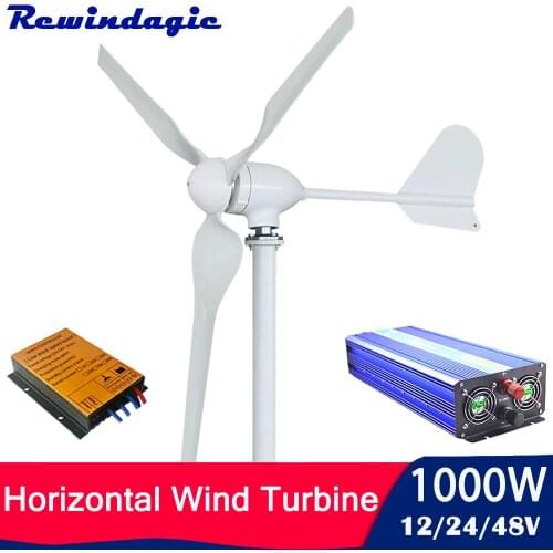 1000w Wind Power Turbine Generator 12v 24v 48v With MPPT Controller and Off Grid Inverter Energy For Homeuse High Efficiency