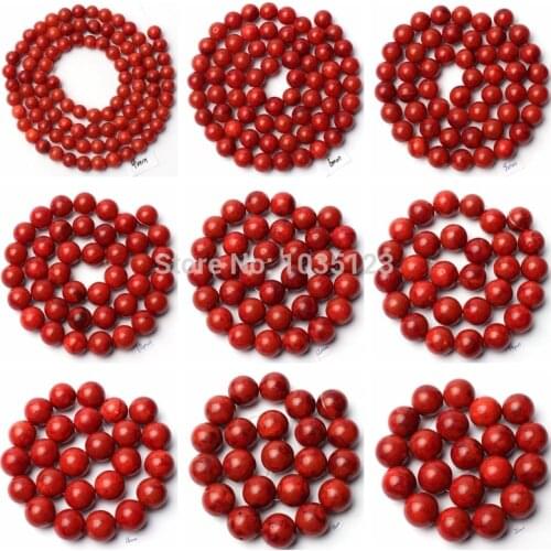 High Quality Red Grass Coral Stone Bracelet Necklace Jewelry Loose Beads 15 Inch 4/6/8/10/12/14/16/18/20mm wj193