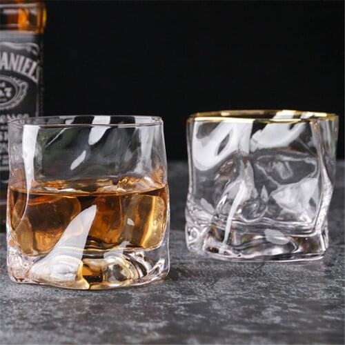 Japanes Whiskey Glass Irregular Gold Phnom Wine Cup Spirit Glass Wineware Twisted Frosted Beer Steins For Barware Creative Gifts