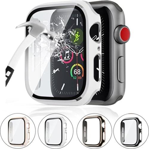 Tempered Glass+Cover For Apple Watch Case 6 5 SE 44mm 40mm HD Screen Protector+Bumper iWatch series 4 3 42mm 38mm Accessories