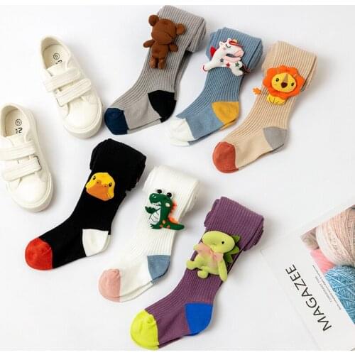 1-9Y children girl animal cartoon tights cotton kids boy pantyhose double needle leggings strumpfhose kinder meia calca infantil