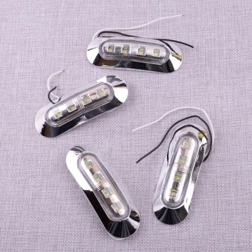 1 Set Universal White 4 LED Clearance Side Marker Light Lamp 1.2W 24V Fit for Truck Trailer Van Boat Caravan Waterproof