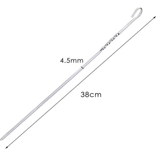 10x Stainless Steel Barbecue Skewers Anti-Rust Reusable BBQ Skewers with Wooden Handle