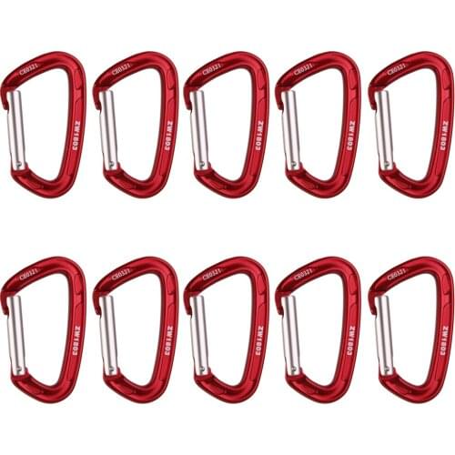 10x Heavy Duty 24KN Aluminum Straight Gate Keylock Carabiners Rock Climbing