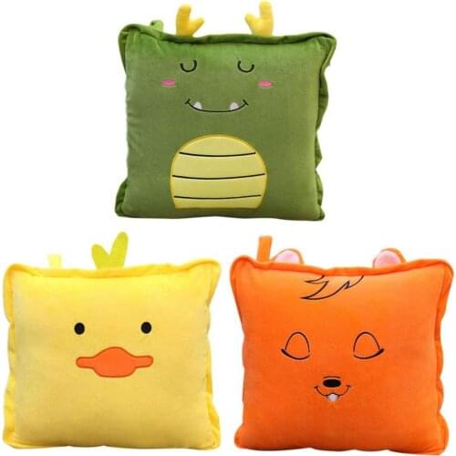 2 in 1 Multifunctional Lazy Blanket Cartoon Animal Pattern Pillow Wearable Air Conditioning Blanket for Travel Airplane Office