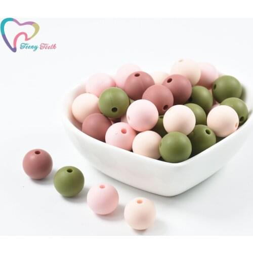 20 PCS 4 Colors Mix 12-15 MM Silicone Beads Round Loose Teething Jewelry Balls Sensory Kids Chew Toys Bite Mom Jewelry Necklace