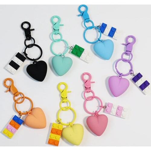 2021 3D Heart Bricks Cartoon Anime Creative Toys For Kids Boys Girls Keychain Women Car Bag Pendent AirPods Accessories D859