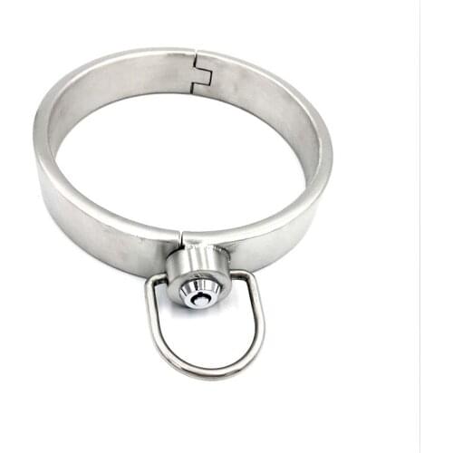 304 Stainless Steel Neck Collar Restraints Fetish Slave BDSM Press Lock Lockable Neck Cuff Sex Toys For Women Men