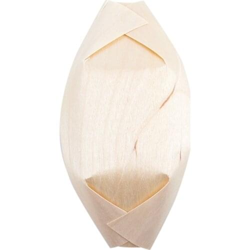 50x finger food bowls boat biodegradable wood 11 cm x 6.5 cm