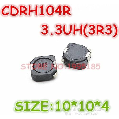 50Pcs/Lot CDRH104R 3.3UH (3R3) CD104 Size 10*10*4 MM Shielding Inductive Power/SMT Inductance/inductor