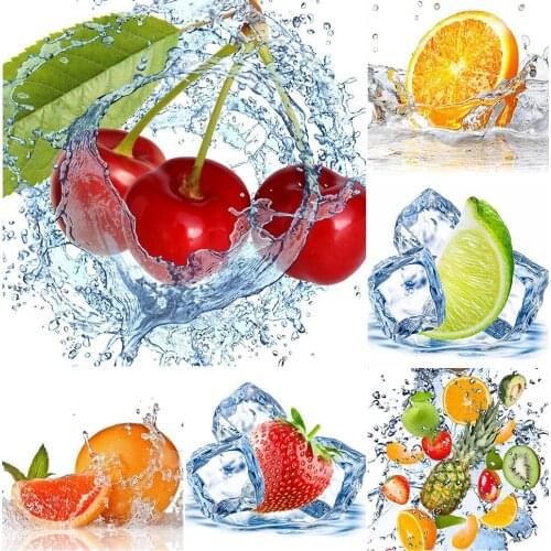 5D DIY Diamond Painting Full Drill Embroidery Fruit Picture of Rhinestones Cross Stitch Kits Lemon Ice Mosaic Kitchen Home Decor