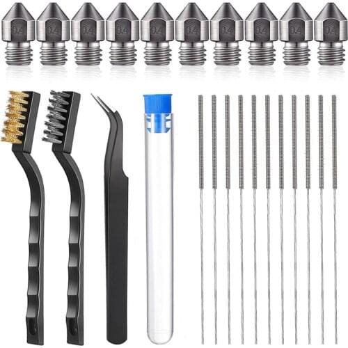 3D Printer Accessories Extruder Nozzle Hardened Steel MK8 Nozzle Cleaning Kit for Makerbot Creality CR-10 Ender 3 Series
