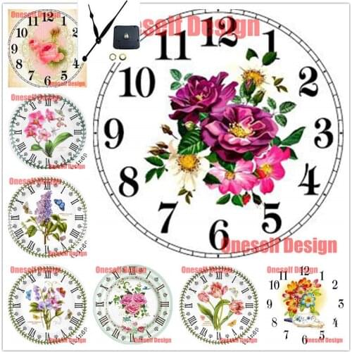 5d diamond embroidery full set with clock flower 5d diamond painting with clock rhinestone pictures decoration home wall sticker