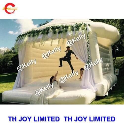 16.5*13ft big Holiday Inflatable bouncy jumper for kids and adults, White Inflatable wedding bouncer castle, cheap bouncer house