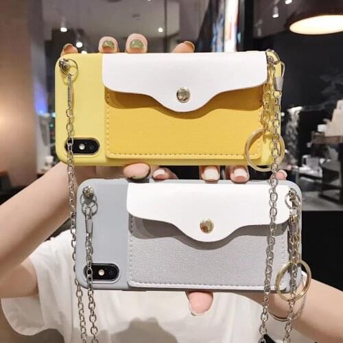 For Samsung Galaxy A10 A20 A30 A40 A50 A60 A70 A80 Pretty Purse Soft TPU Cases Card Wallet Phone Case Cover Strap Chain Bag