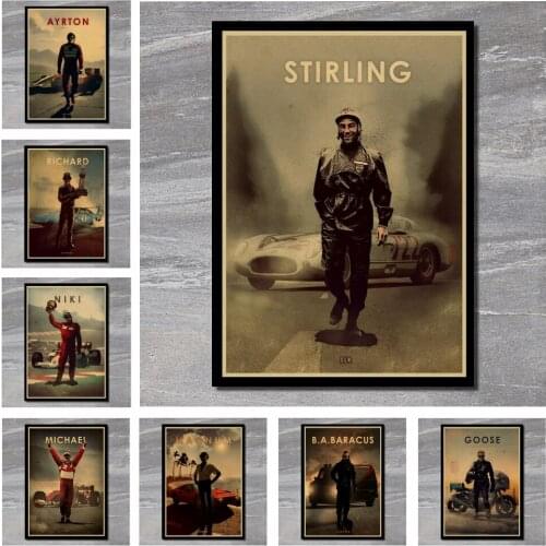 Movie roles Retro Car Posters and Prints Coffee Kitchen Living Room Decorative Painting Kraft Paper Wall Stickers