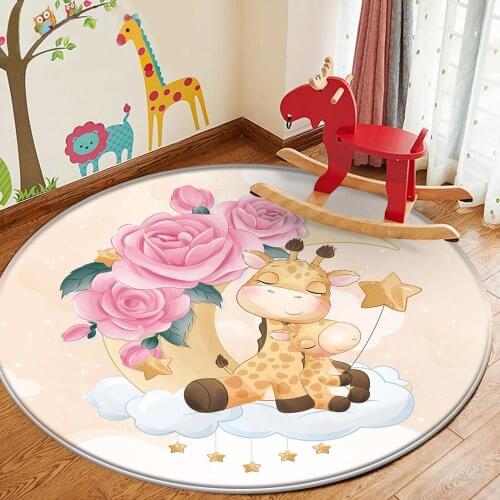 Baby Play Mat Children Carpet Non-Slip Children Safety Flannel Carpet Cute Cartoon Pattern Baby Yellow Giraffe Carpet Print Hand