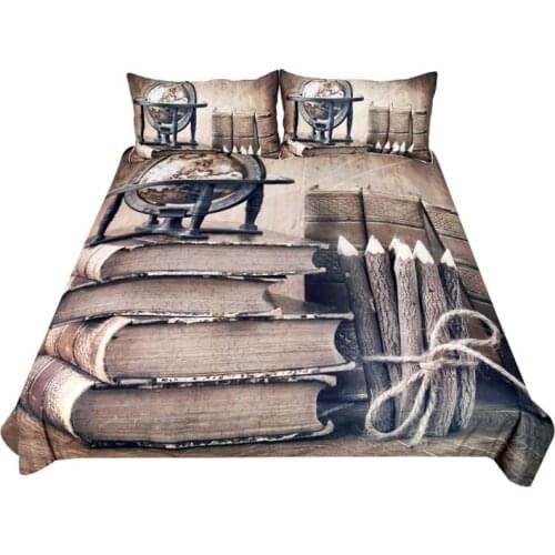 Free shipping 3d printing book and pen bedding set 1pc duvet cover&2pcs pillow cases home textile