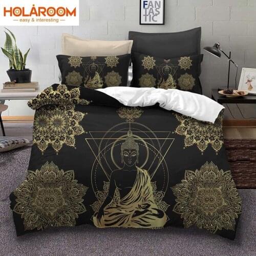 Geometric Bedding Set Buddha Pattern Duvet Cover with Pillowcase Single/Double/Queen/King Duvet Cover Set Home Bedroom decor
