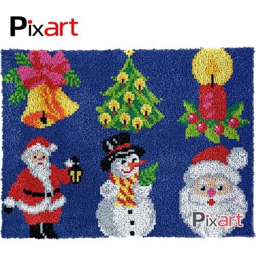 Latch Hook Rug Merry Christmas Crocheting Tapestry Kits DIY Carpet Rug Chunky Yarn Needlework Knitted Floor Mat Hobby & Crafts