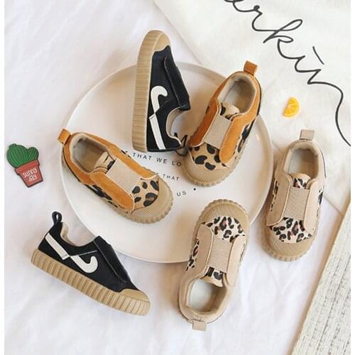 New Spring/Autumn Childrens Unisex Canvas Velcro Breathable Sneakers&Leopard-Print Kid Shoes Children Girls Fashion Size21-30