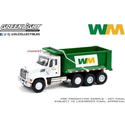 GreenLight 1:64 2020 M ack Granite Dump Truck Waste Management Alloy model car Metal toys for childen kids diecast gift