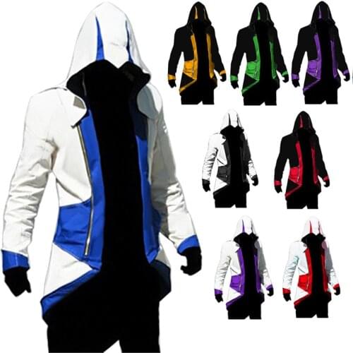 Assassins creed cosplay Adult Men Women Streetwear Hooded Jacket Coats Outwear Costume Edward assassins creed Halloween Costume