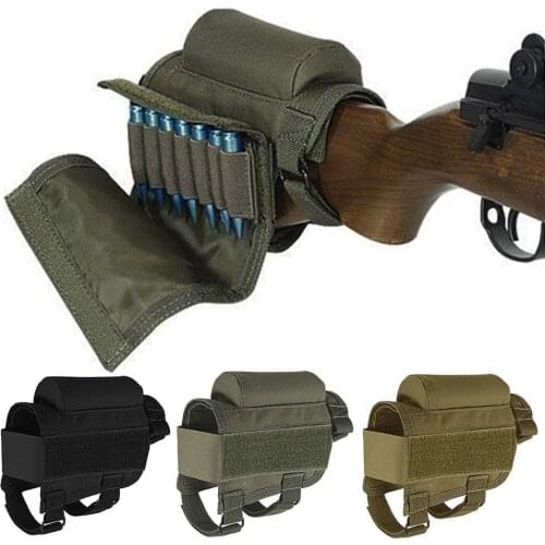 Adjustable Outdoor Butt Stock Rifle Cheek Rest Pouch Bullet Holder Nylon Riser Pad Ammo Cartridges Bag Shooting Accessories