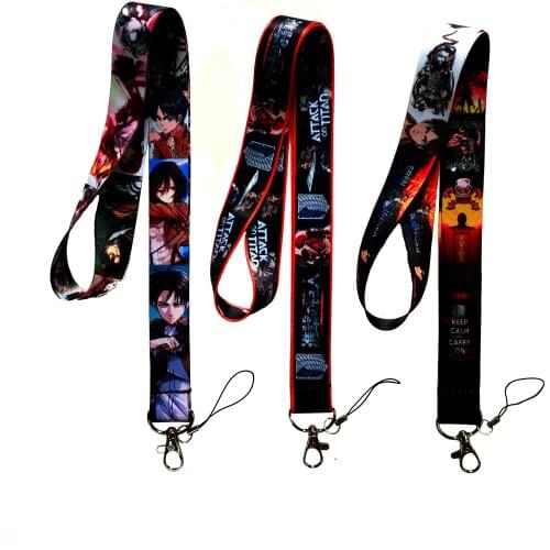 New 20Pcs Attack on Titan Key ID Card Cell Phone Neck Strap Lanyard W