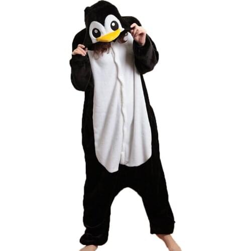 Unisex Unisex onesies Animal penguin onepiece pajamas woman winter kigurumi hooded Jumpsuits Flannel Sleepwear Christmas gift