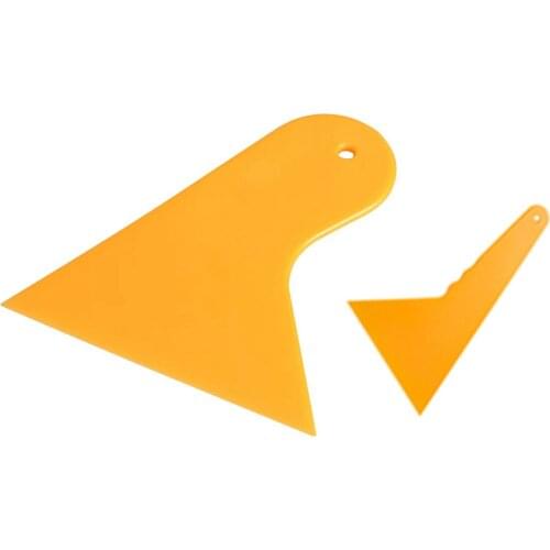 Plastic Yellow Auto Car Window Sticker Film Scraper Squeegee Cleaning Tool