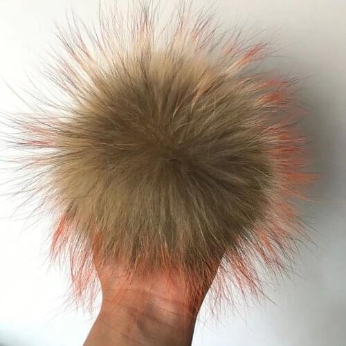 DIY 14cm 15cm Real Fur Pompoms Fox Raccoon Mink Fur Pom Pom Hat Cap Fur Pompons Fur Ball For Hats Bags Shoes Scarf Accessories