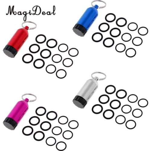 Durable Mini Aluminum Scuba Diving Tanks with 12 O Rings Dive Key Chain for Water Sports Swimming Diving Emergency Accessories