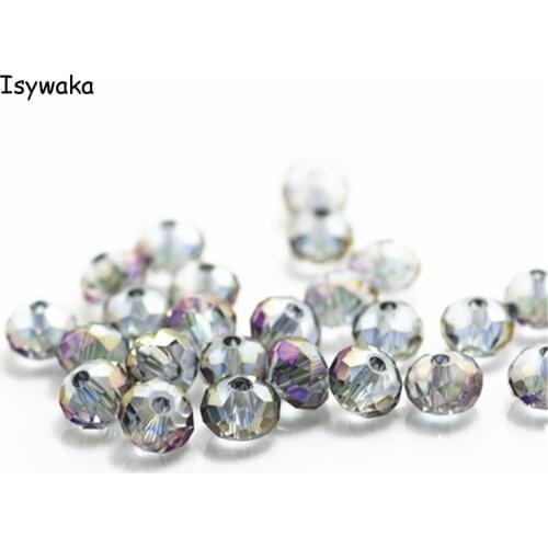 Isywaka Clear Purple Colors 4*6mm 50pcs Rondelle Austria faceted Crystal Glass Beads Loose Round Beads for Jewelry Making