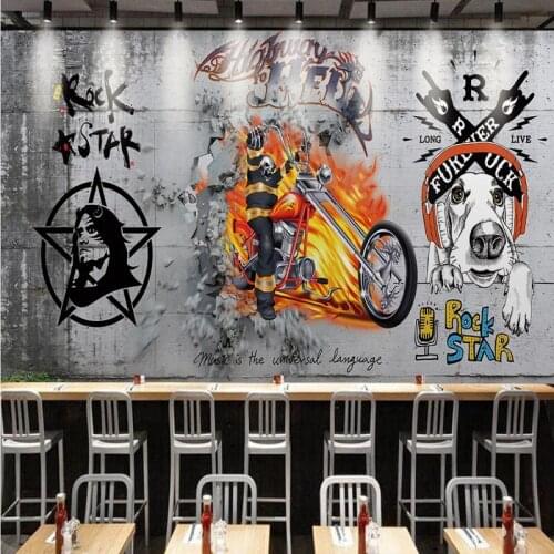 Drop Shipping Custom Photo Wallpaper European Music Rock Tooling Background Wall Wallpaper KTV Bar Backdrop High Quality Mural