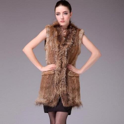 Factory direct 12 color autumn and winter warm real rabbit fur vest womens Europe style fur coat rabbit hair weaving vest w1988