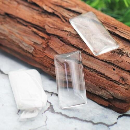 50pcs/lot 20x30/25x35/25x50mm Rectangular Right Angle Clear Glass Cabochon High Quality For DIY Jewelry Accessories Making