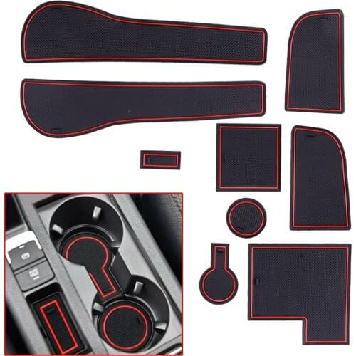 9Pcs Rubber Car Gate Slot Mat Non-slip Cup Holder Pad Fit for VW Golf 7 MK VII R GTI 2013 2014 2015 2016 2017 2018 2019 LHD Only