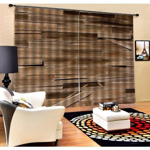 Brown woods curtains Luxury Blackout 3D Window Curtains For Living Room Bedroom Customized size Drapes Cortinas