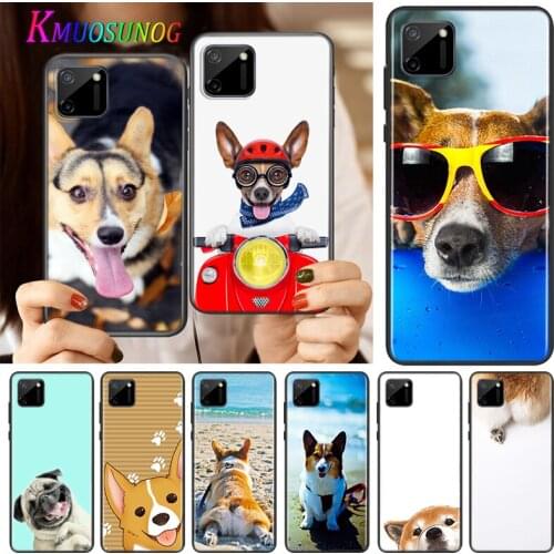 Super Cute Corgi Cartoon Dog Silicone Cover For Realme V15 X50 X7 X3 Superzoom Q2 C11 C3 7i 6i 6s 6 Global Pro 5G Phone Case