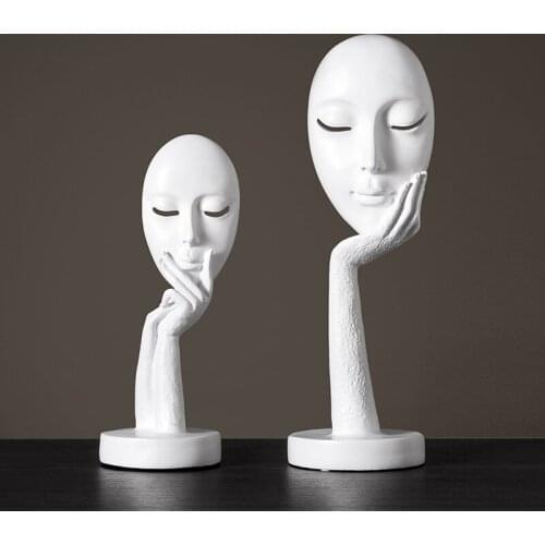 Modern Art Face Statues Figurines Home Decoration Office Decor Resin Abstract Ornamental Sculpture Living Room Table Decorations